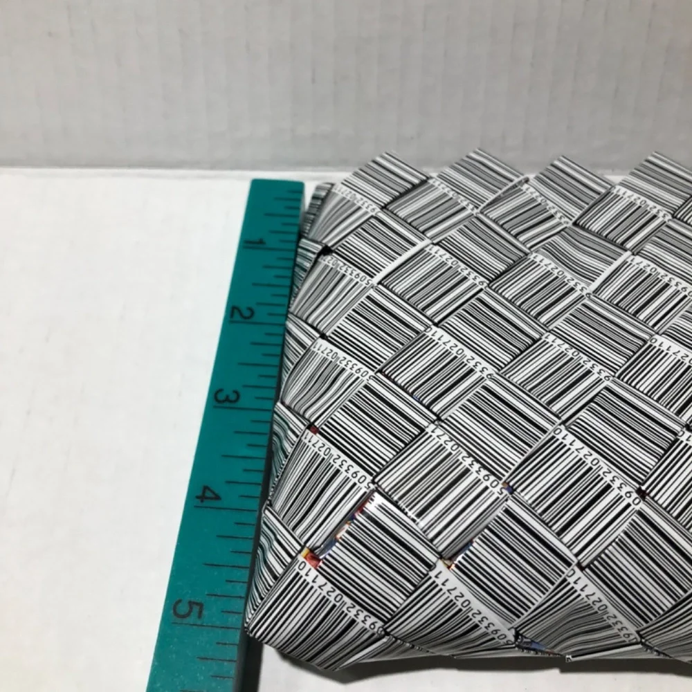 Nahui Ollin Candy Wrapper Wristlet, Barcode Black and White